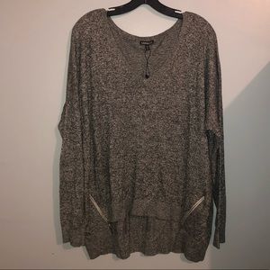 NWOT express gray sweater with side zipper